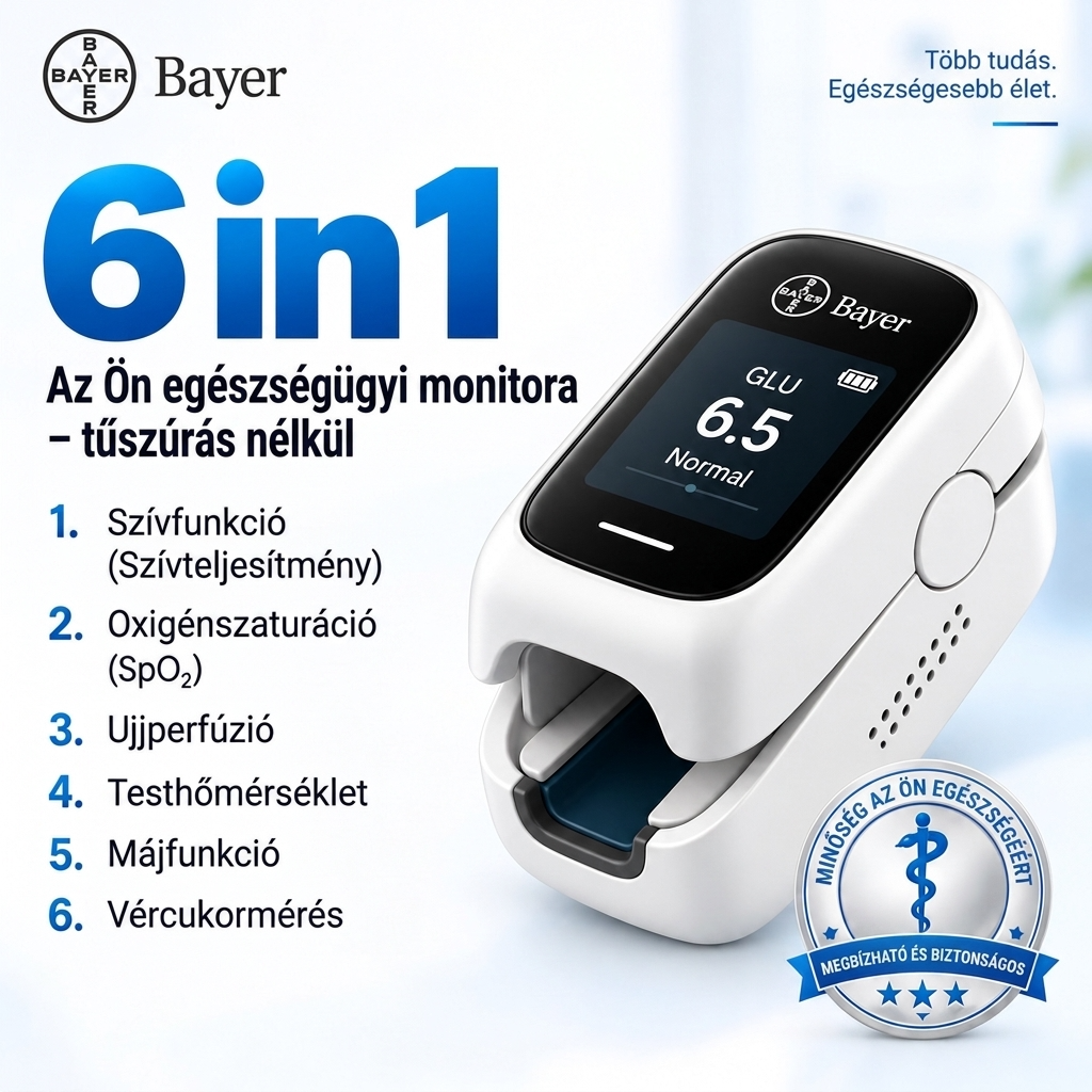 Bayer 12 az 1-ben vércukormérő – digitális, nem invazív, tű és szúrás nélküli vércukor készülék